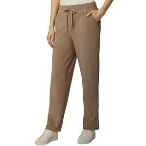 MONDETTA Cozy Light Fleece Straight Wider Leg Pants, Pockets, Brown